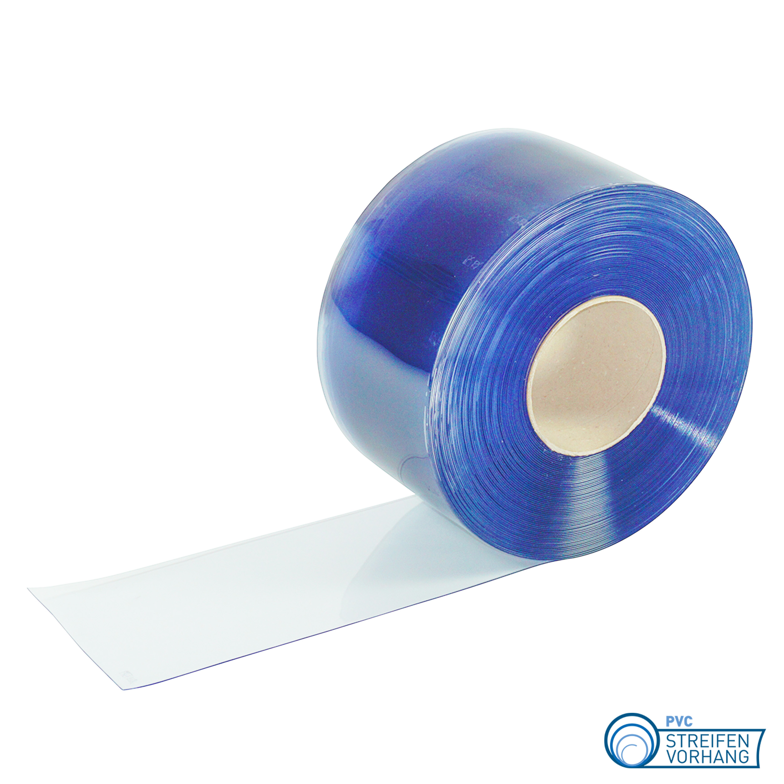 PVC Streifen Meterware BLAU-TRANSPARENT