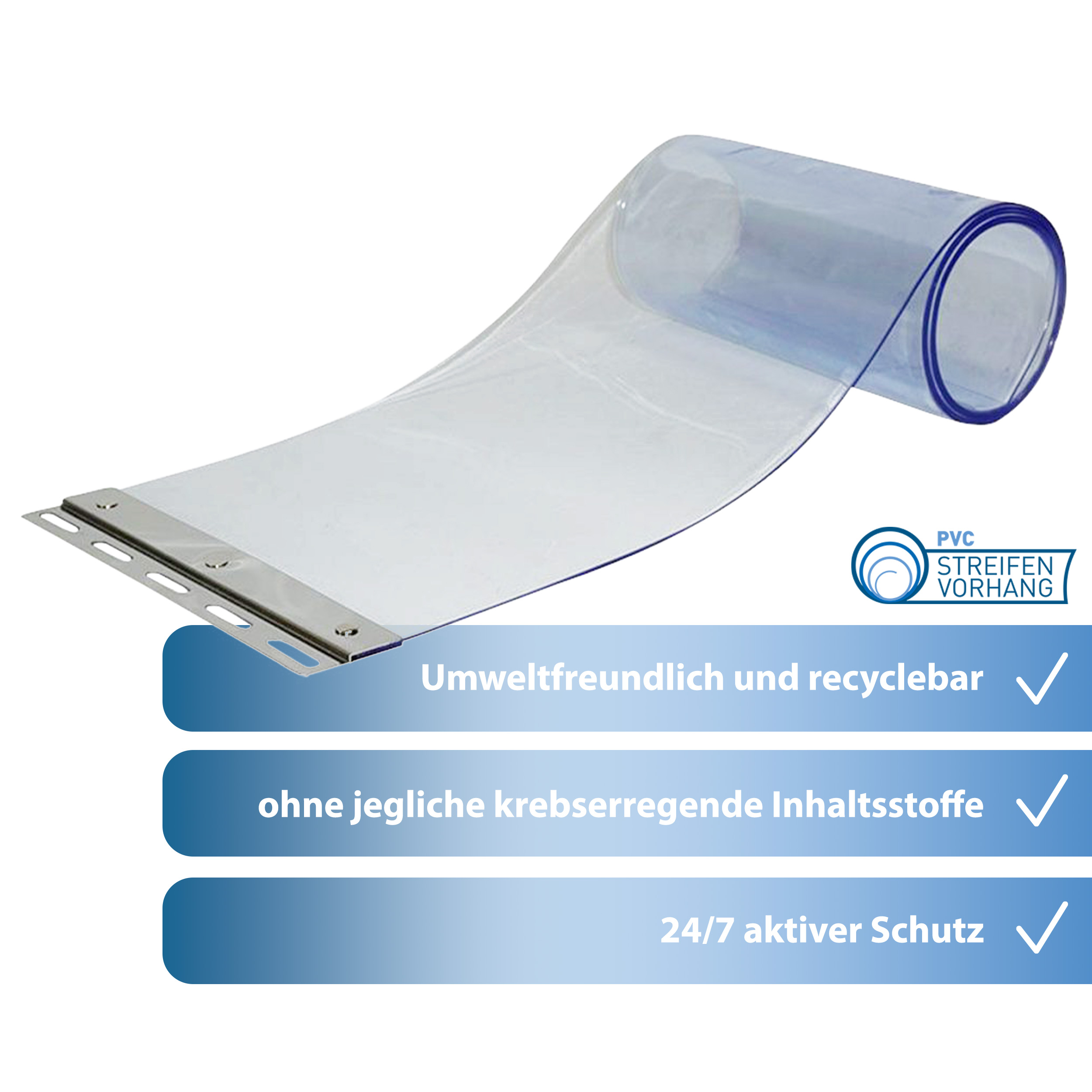 PVC Streifen Meterware BLAU-TRANSPARENT – Bild 3