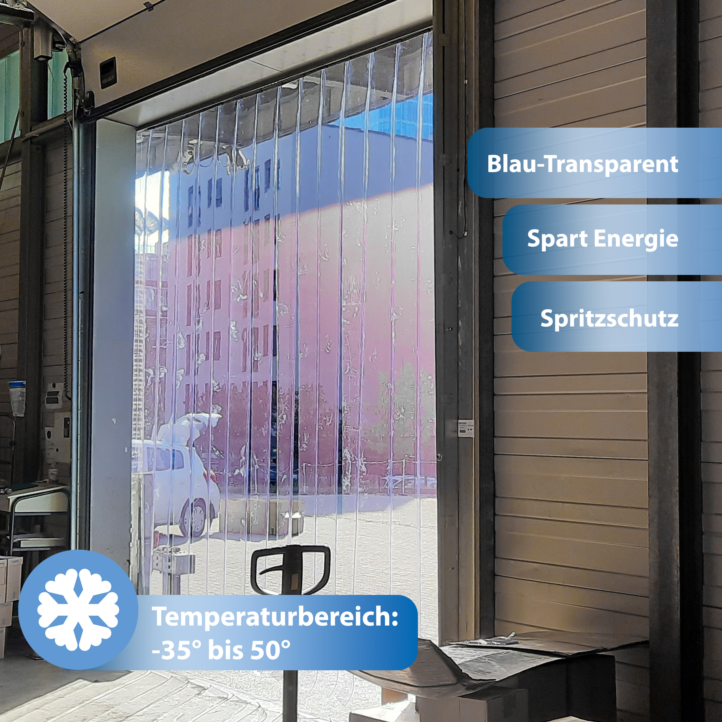 PVC Streifen Meterware BLAU-TRANSPARENT – Bild 5
