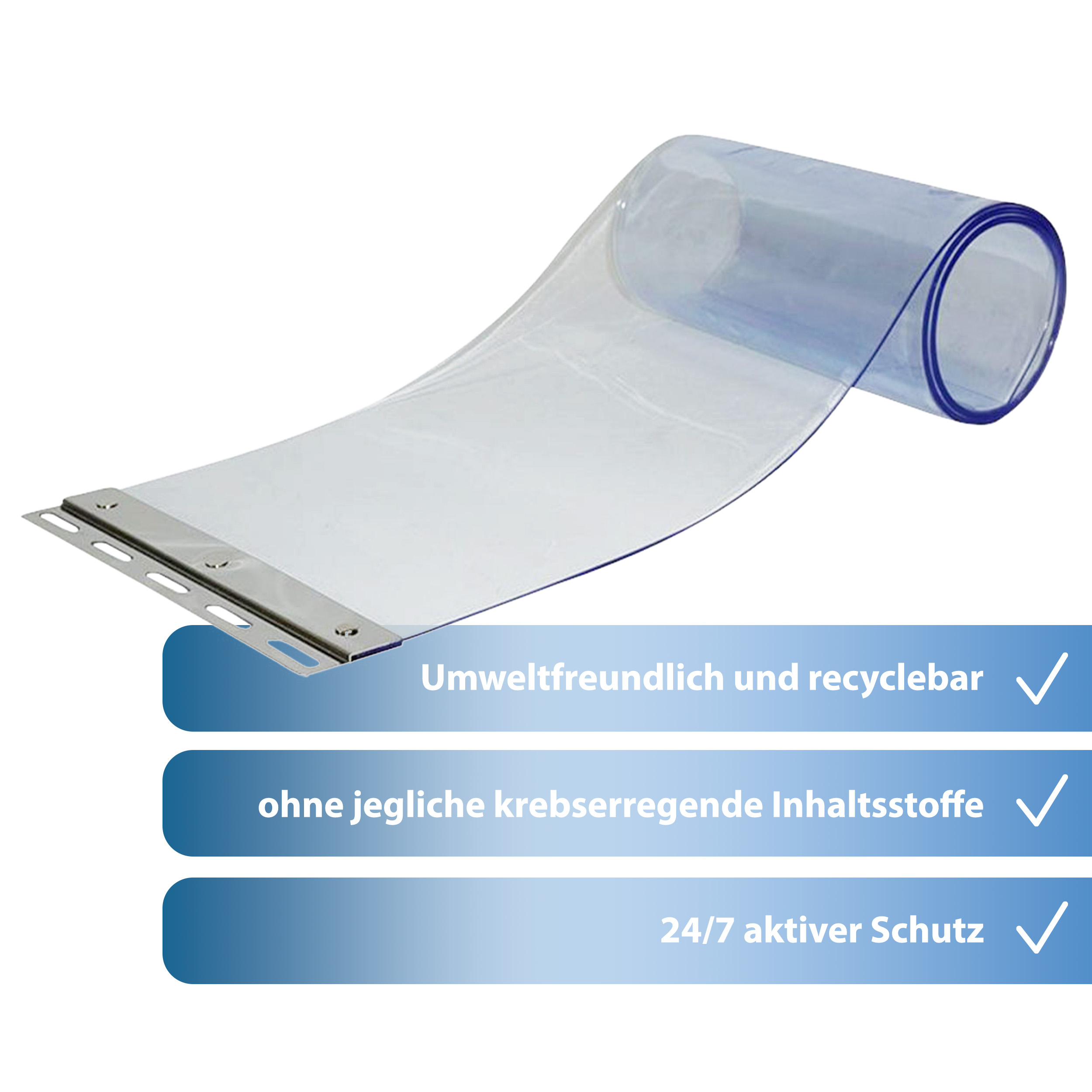 PVC Vorhang Ersatzstreifen BLAU-TRANSPARENT